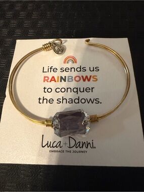 Luca + Danni Gold Wire Bangle with Light Purple Crystal